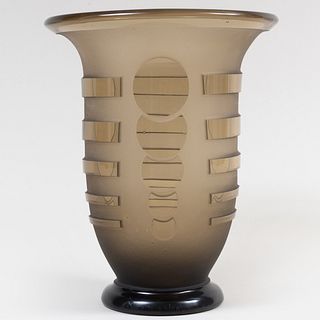 Large Daum Etched Glass Vase