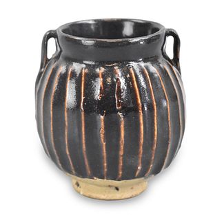 Chinese Black Glazed"Ribbed" Jar, Northern Song D.