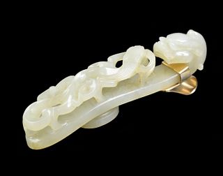 Chinese Jade Carved Dragon Belt Hook,17/18th C.