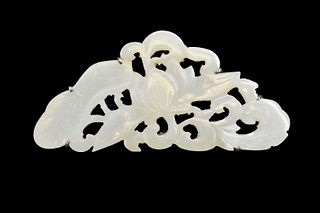 Chinese White Jade Carved Butterfly Brooch, Qing D