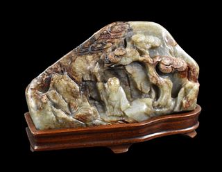 Chinese Jade Boulder Carved Mountain ,Qing Dynasty