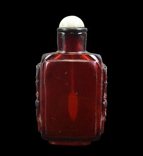 Chinese Squared Peking Glass Snuff Bottle,Qing D.