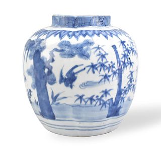 Chinese Blue & White Lobbed Jar ,Ming Dynasty