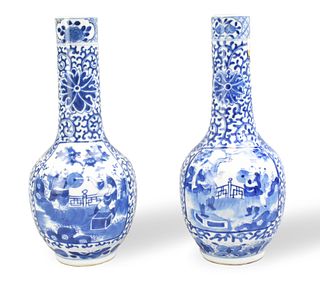 Pair of Chinese Blue & White Globular Vase,19th C.