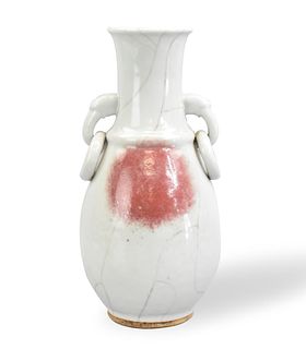 Chinese Celadon Glazed Vase w/ Red Splash, 19th C.