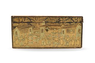 Chinese Gilt Lacquered Pewter Box, Qing Dynasty