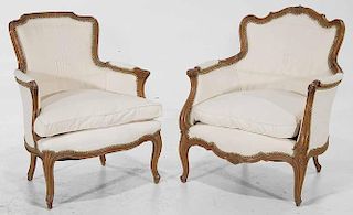 Pair Louis XV Style Upholstered