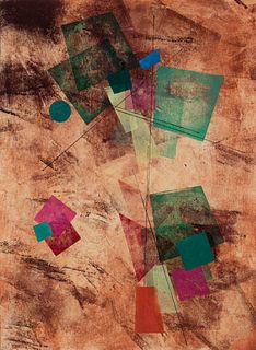 Rolph Scarlett (Am./Can. 1889-1984), Abstraction, Monoprint hand painted with stenciling, framed