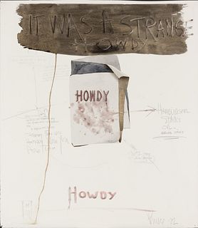 Richard Prince (Am. b. 1949), Howdy Burgers, 1972, Watercolor, pencil and charcoal on paper, matted