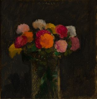 Robert Kulicke (Am. 1924-2007), Les Fleurs, 1967, Oil on canvas on board, framed