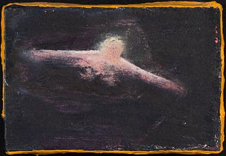 Katherine Bradford (Am. b. 1942), "Lone Swimmer" c. 2005, Oil on canvas, framed