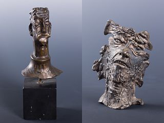 Nathaniel Kaz (Am. 1917-2010), Two Works: 1] Don Quixote Bust, 1941 2] Small Face Mask, 1945, 1-2]