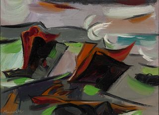 Alex Minewski (Am. 1917-1979), "Wreck Fragments" Monhegan Island, Maine, Oil on panel, framed