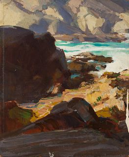 Jay Connaway (Am. 1893-1970), Coast of Monhegan, Oil on masonite, unframed