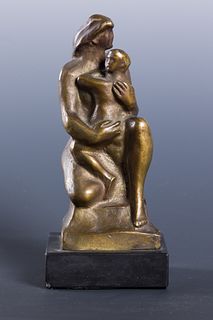 William Zorach (Am. 1887-1966), Mother and Child Maquette, Bronze