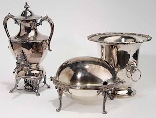 Three Pieces Silver-Plate Hollowware
