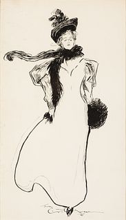 Charles Dana Gibson (Am. 1867-1944), To a Big American Girl, Ink on paper, framed under glass