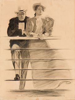 Charles Dana Gibson (Am. 1867-1944), "Over There is the Coast of Africa" 1897, Graphite and charcoal on