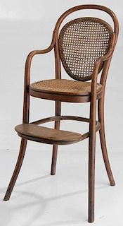 Bentwood and Caned Child's High Chair