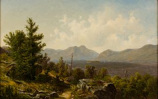Alexander Helwig Wyant (Am. 1836-1892), Autumn on the Hudson, Oil on canvas, framed