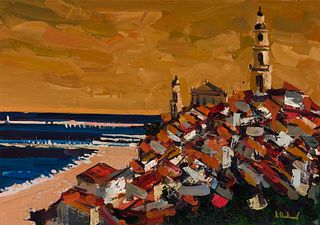 Alfred Chadbourn (Am. 1921-1998), "View of Menton" France, 1977, Oil on canvas, framed