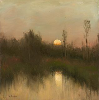 Dennis Sheehan (Am. b. 1950), "Mirror Pond", Oil on canvas, unframed