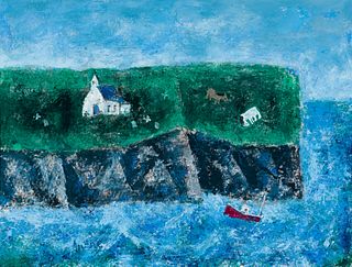 William Irvine (Am./Scottish b. 1931), Irish Headland, 2011, Oil on paper, matted