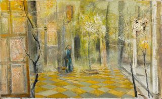 William Thon (Am. 1906-2000), "The Cortile", Oil on panel, unframed