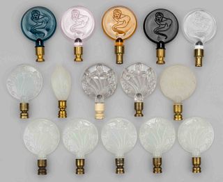 ALADDIN GLASS ELECTRIC LAMP FINIALS, LOT OF 14