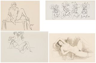 Walt Kuhn (Am. 1877-1949), Four Works: 1] Sitting Performer, 1936 2] Showgirls, 1948 3] "Reclining