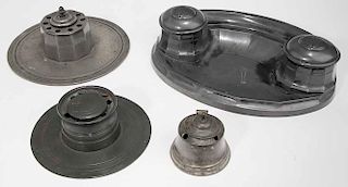 Four Pewter Inkwells