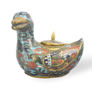 Chinese Cloissone Duck Water Coupe & Cover,ROC P.