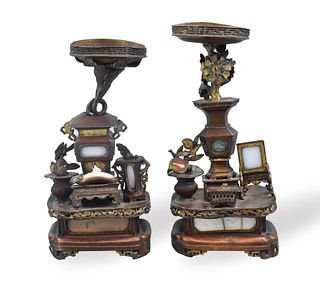Pair Of Chinese Pewter Altar Stands, Qing Dynasty