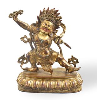 Chinese Gilt Bronze Figure of Vajrapani,17th C.