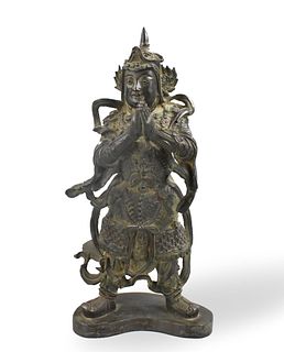 Large Chinese Bronze Figure of Wei Tuo,Ming D.
