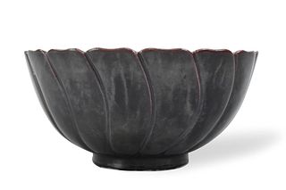 Japanese Purple Glazed B & W Bowl,Meiji Period