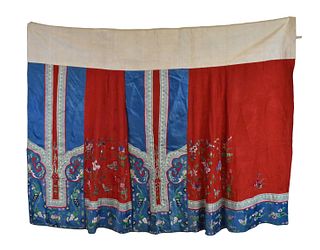 Chinese Red Embroidery Women Skirt, Qing Dynasty