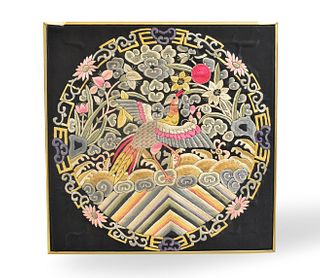Chinese Emboridery Buzi w/ Phoenix, Qing Dynasty