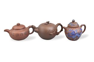 3 Chinese Yixin Zisha Teapots