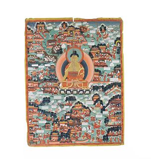 Large Tibetan Tangka of Buddhist,19th C.