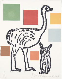 DONALD BAECHLER, Abstract Composition with Ostrich & Owl