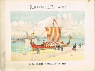 1893 Rochester Brewery "The Viking Ship" Lithograph Kansas City Missouri