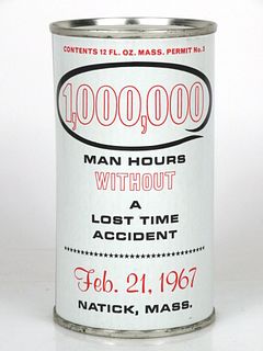 1967 Black Label 1 000 000 Man Hours 12oz T206-07 Bank Top Can Natick Massachusetts