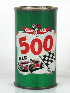 1953 Cook's 500 Ale 12oz 51-09 Flat Top Can Evansville Indiana mpm