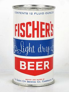 1952 Fischer's Light Dry Beer 12oz 63-27.2 Flat Top Can Cumberland Maryland