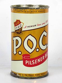 1955 P.O.C. Pilsener Beer 12oz 116-13 Flat Top Can Cleveland Ohio