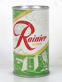 1957 Rainier Jubilee Beer (Green Apple) 12oz Flat Top Can Seattle Washington