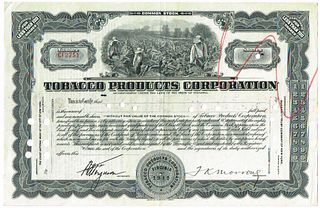 1912 Tobacco Products Corporation Virginia Unissued Common Stock Certificate 