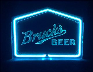 Rare 1940s Bruck's Beer Lackner Co. Backbar Neon Sign Cincinnati Ohio