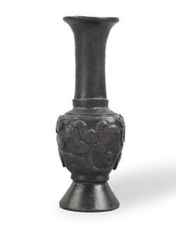 Small Chinese Bronze Scrolling Lotus Vase,17th C.